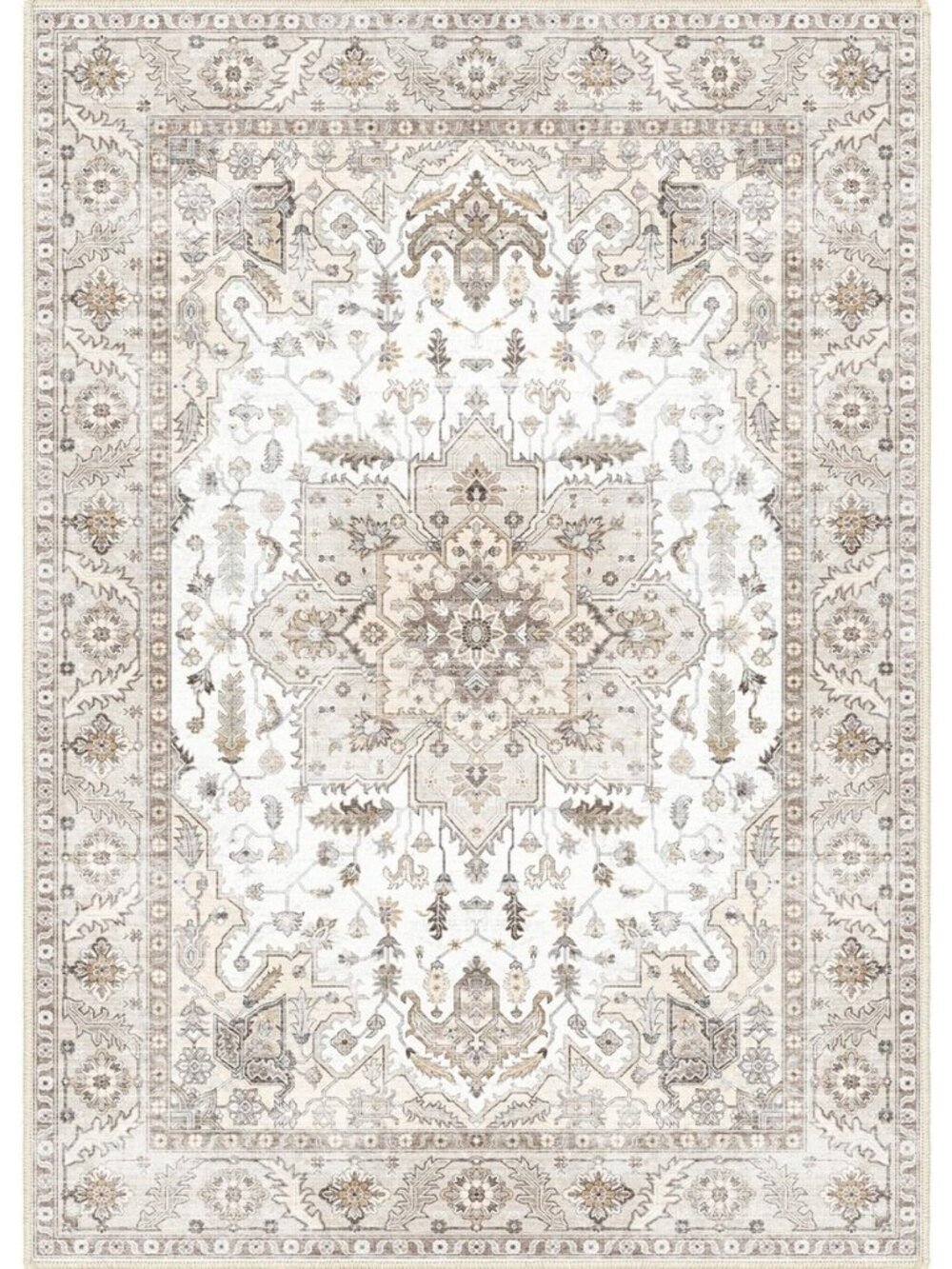 Area Rug 5x7, Machine Washable Rugs for Bedroom, Large Non Slip Persian Rug for